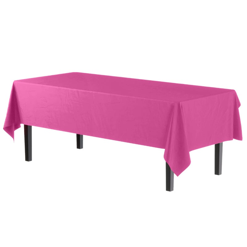 Exquisite 12-Pack Premium Plastic Tablecloth 54in. x 108in. Rectangle Table Cover - Cerise - Image 2